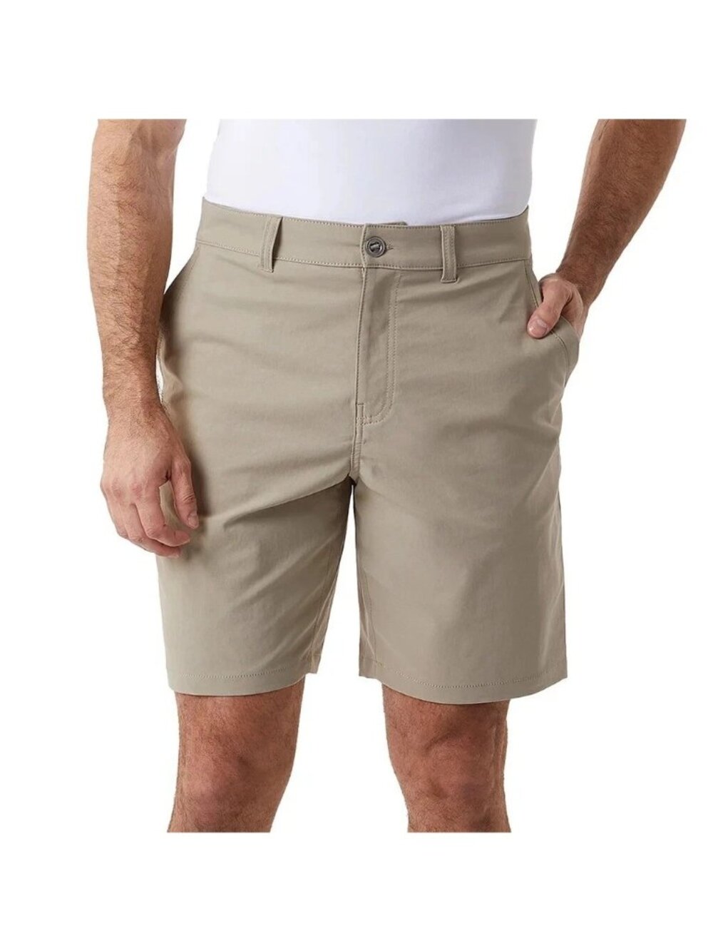 NWT 32 Degrees Cool Men's 34 Back Tan Stretch Shorts Waist Zipper Pocket